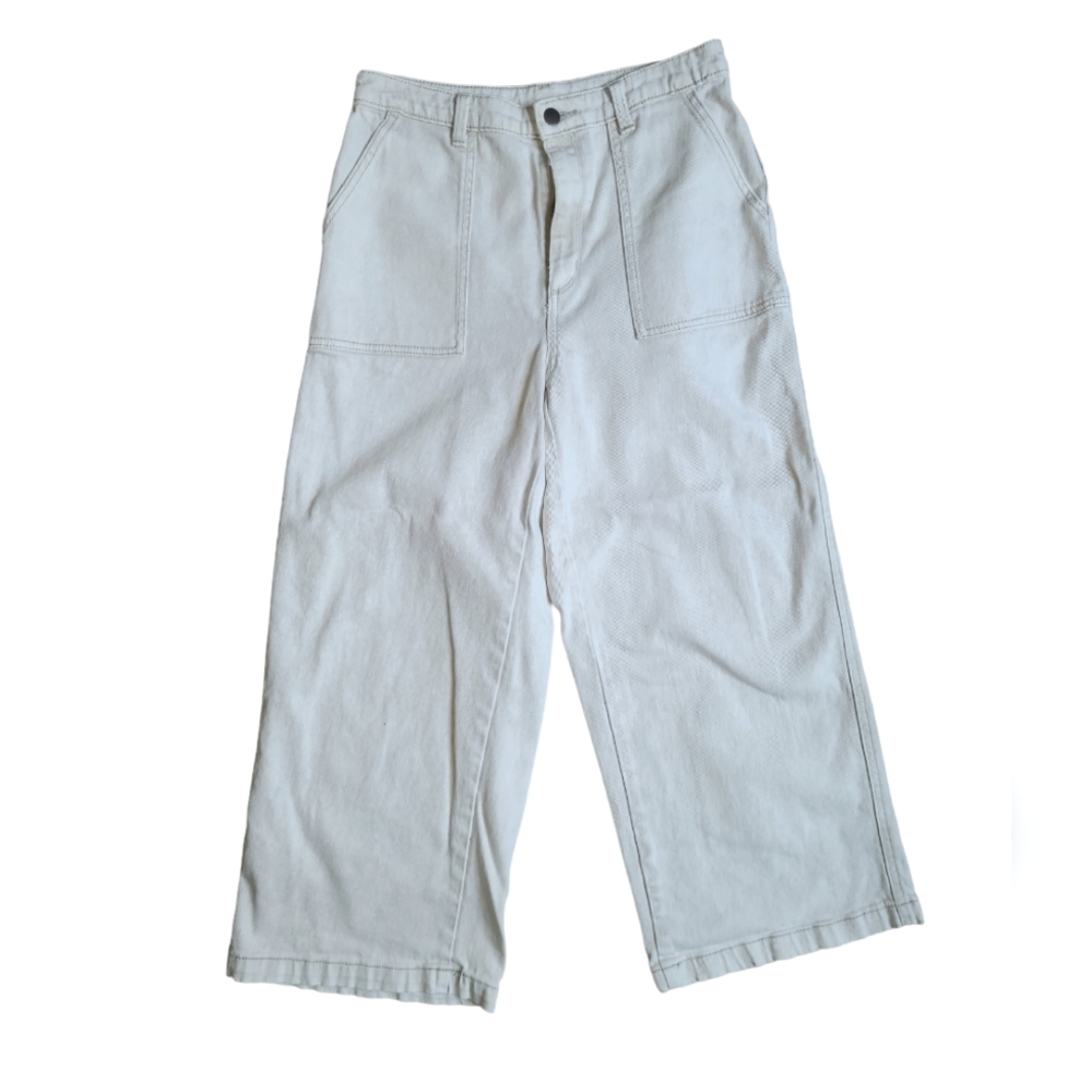 Wide Leg Cropped Jeans, Denim Wide Leg Pants, High Waisted, Size 10